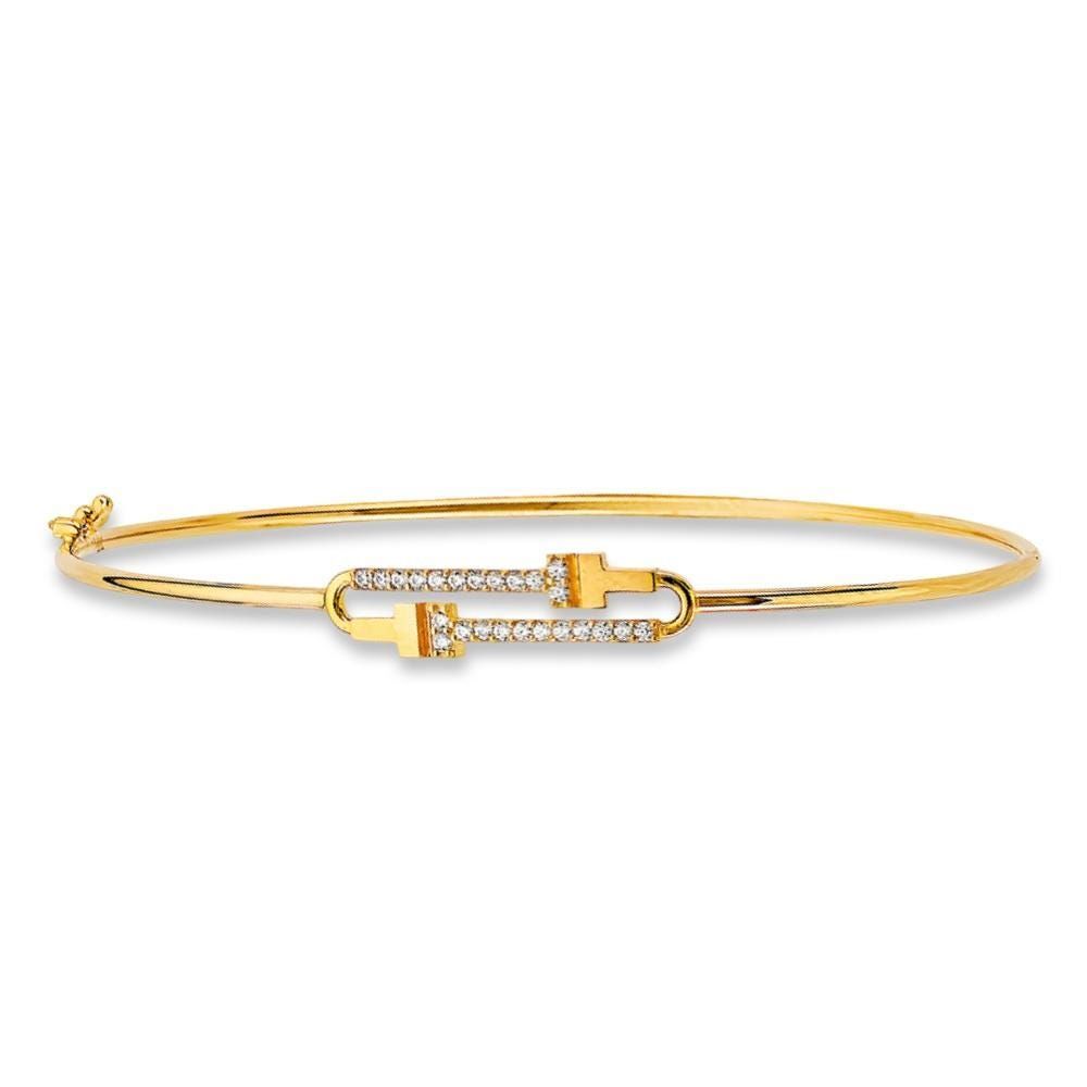 14K Gold CZ Flexible Bangle | Fine Jewelry By Tehrani Jewelry